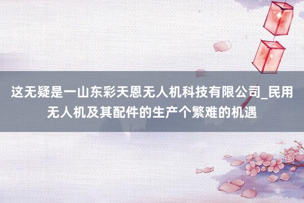这无疑是一山东彩天恩无人机科技有限公司_民用无人机及其配件的生产个繁难的机遇